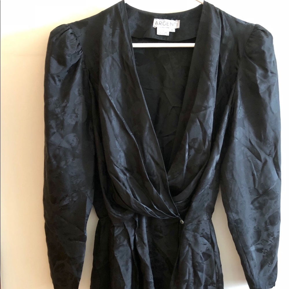 Vintage 1980s Silk Black Dress